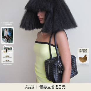 ECODAY公文包办公上班通勤编织包腋下包女单肩手提包休闲简约黑色