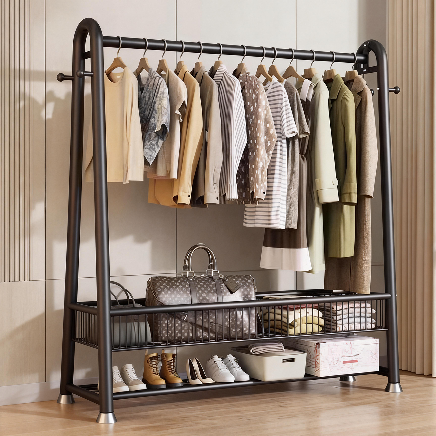 家用室内客厅全挂式立式挂衣架可移动落地衣帽架宿舍卧室加粗加厚,住宅家具,衣帽架,淘宝优惠券,粉丝福利购,淘宝优惠卷