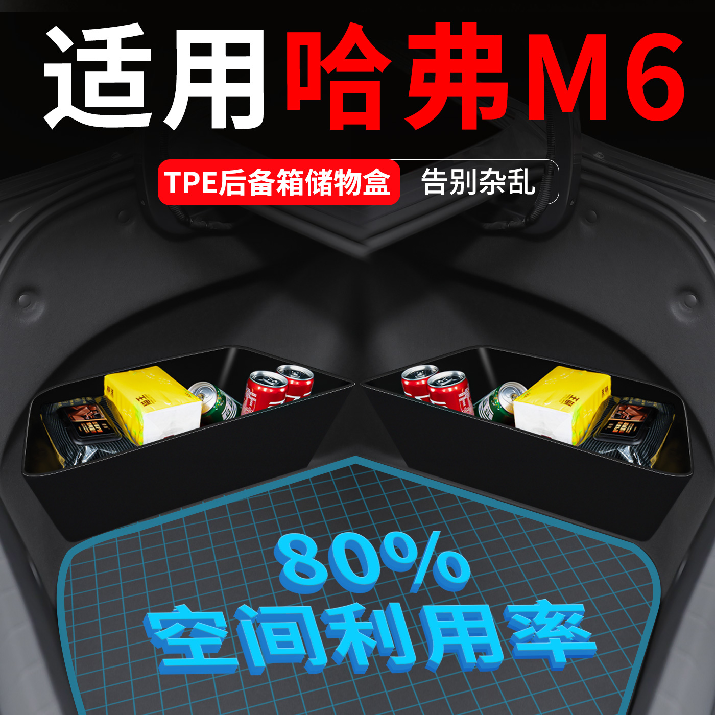 【适用哈弗M6】后备箱两侧储物盒
