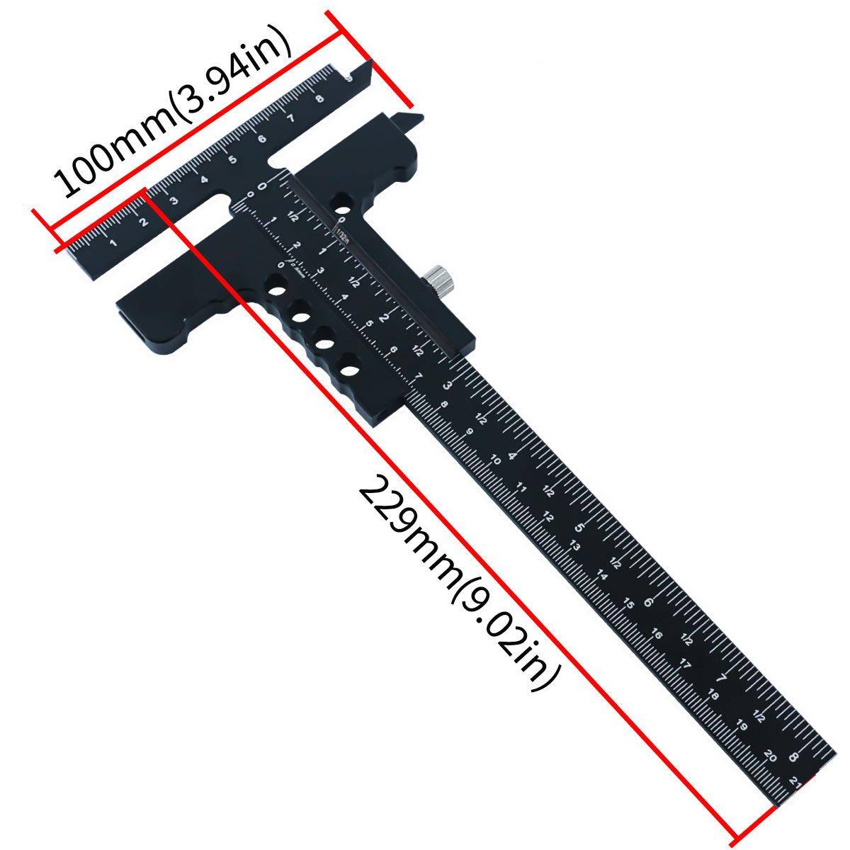 木工划线尺铝划角合金滑动线尺用T型直划线测量标木工D记IYOUX工