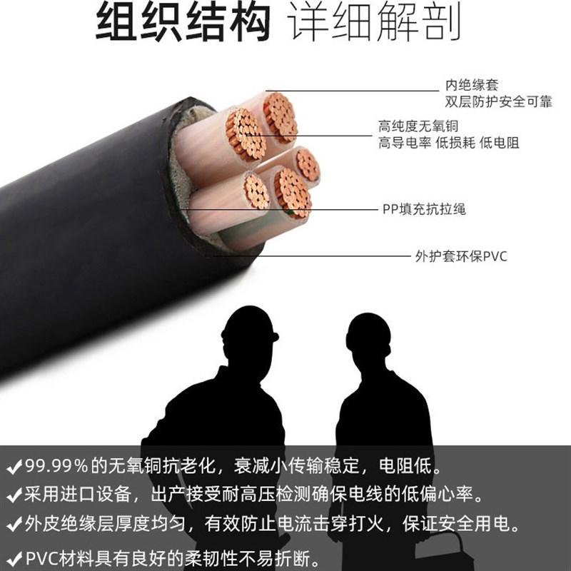 yjv铜芯电缆线3 4 5芯50 70 95 120H 150 185平方工程国标电力电
