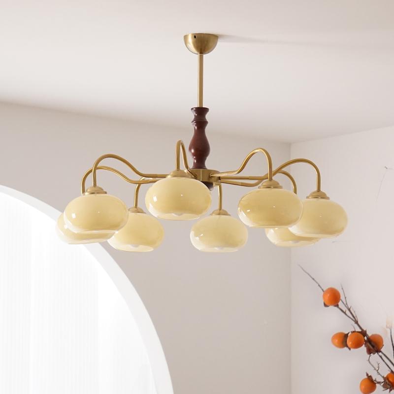 美v式复古客风34餐厅书房卧室柿子吊灯n侘寂中古itage田园实木厅