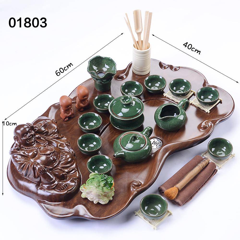 01B厂家直销茶018B科技木盘紫砂功夫茶8具装套办公茶几