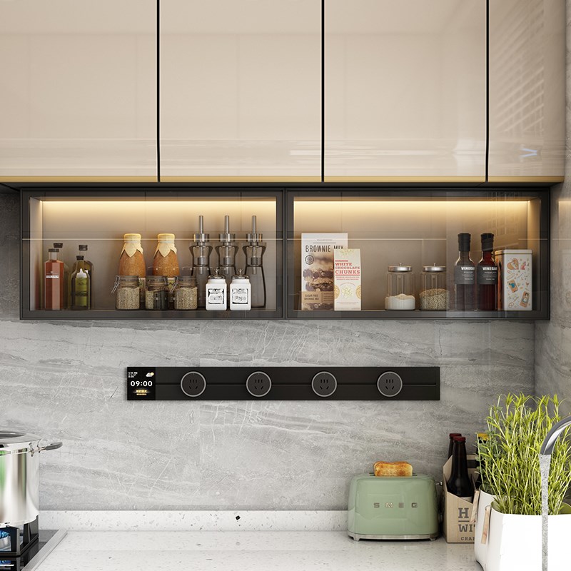 厨房壁挂吊柜下调料柜置物架上翻储物墙壁柜轻奢玻璃门Y油盐收纳