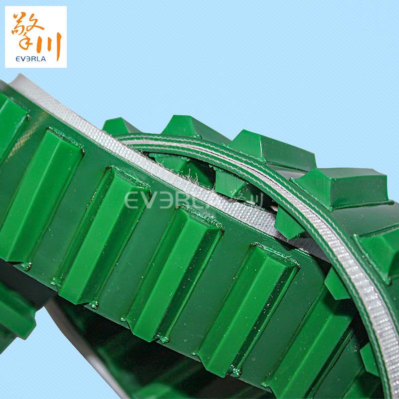 带绿色PVC输带送带加导条防跑偏OLC厂传输防滑流水线提升PVC传送