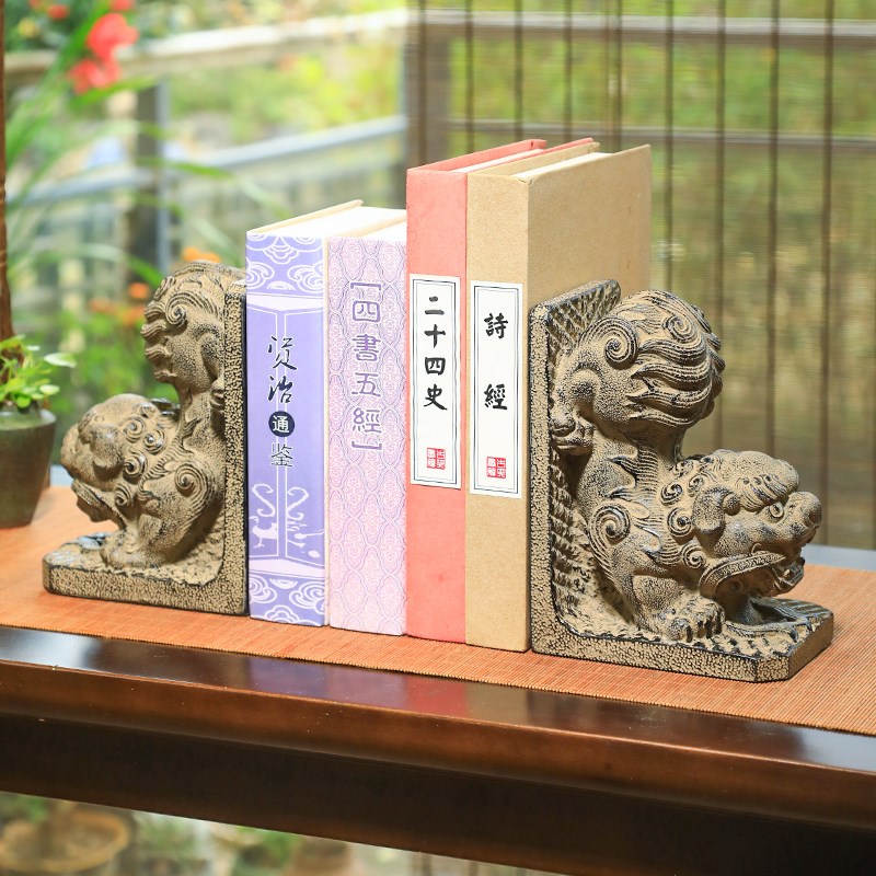 新中式家居饰品室内m书房办公室桌面书立摆件展示柜仿古装饰品摆