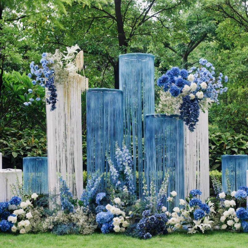 新款婚庆花道具帘线圆环STP吊环架子圆铁艺形环路引珠帘装饰立杆