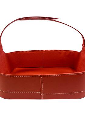 现红色橙A120色礼品篮圣诞送货包装篮礼篮水果手提篮篮礼仿皮中秋