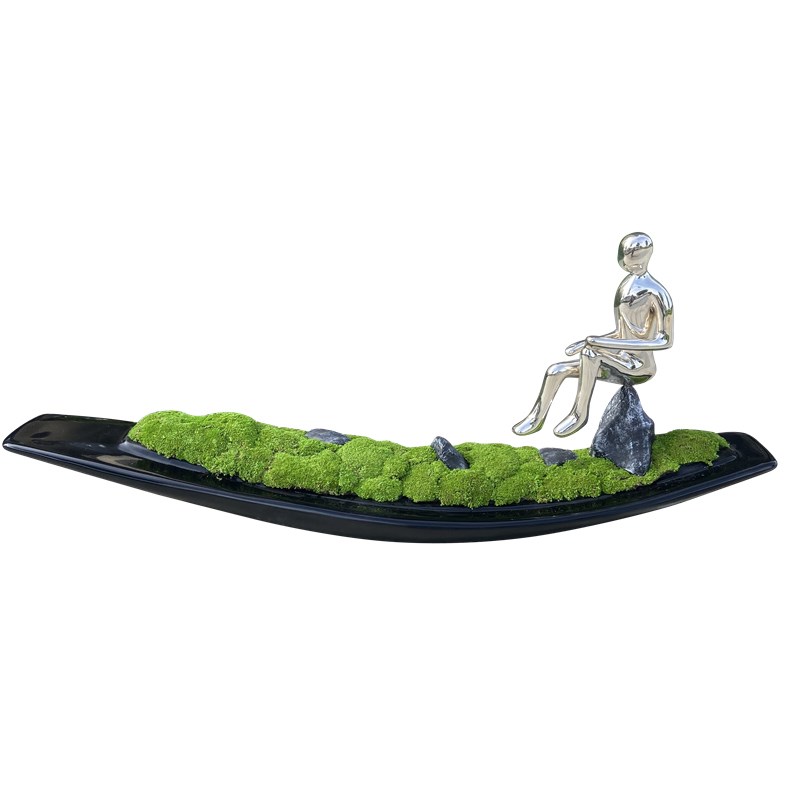 玻璃钢小船雕塑苔藓绿植微造景景观抽象创意商业T美陈艺术装饰摆