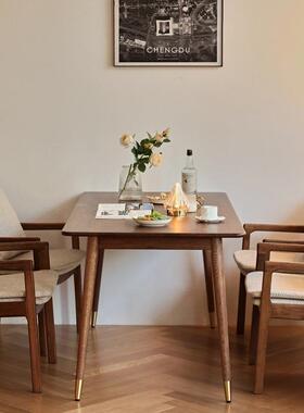 北全实色木欧椅餐15623桌小户型简约家用胡桃木长方形餐桌组合橡