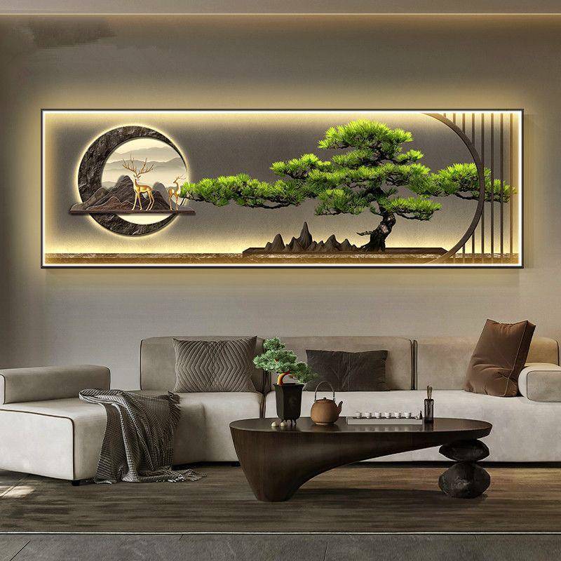 景迎松客新式客厅装饰画办公JJN室沙发背墙挂中画茶室茶桌挂件山