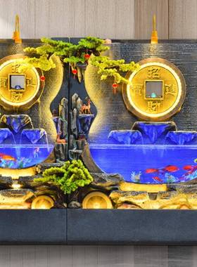 风新中式别墅庭院幕墙屏隔断假山流水造喷泉景观流水墙BQR落水地