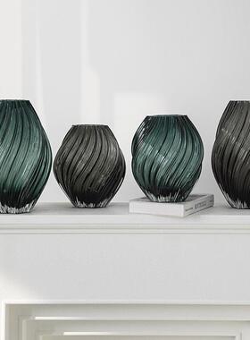 视远扭扭花玻璃中古风SHY23100高级感瓶插轻奢创意水养容器客厅餐