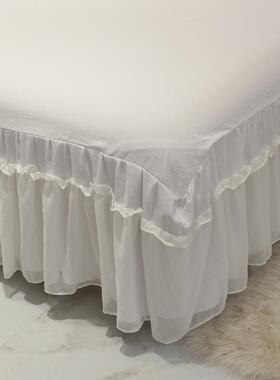 简洗约纯白色床单花边床裙单水棉纯棉F96SSJHS公主风床罩裙1.58/1