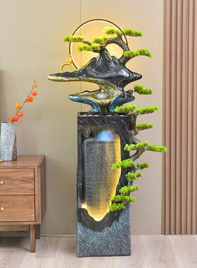 中流水生财喷摆泉落地循装OYV饰客厅办公室玄关式轻奢环水招财件