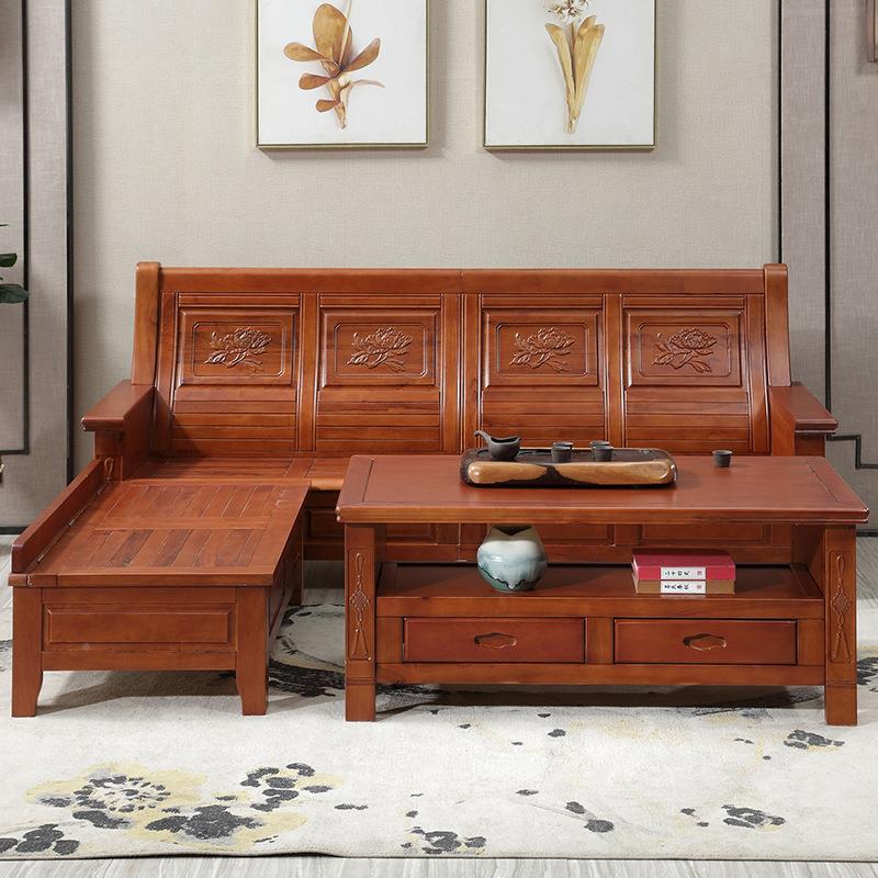 全实木沙发木组合厅家具中式仿古雕花储香樟客转物角652贵妃沙发