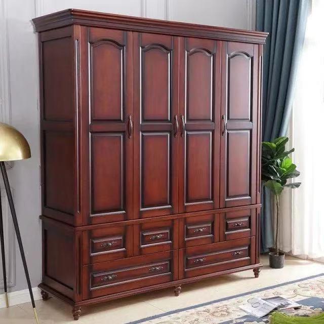 美式高级灰实做木衣柜仿MMJ8881古平旧2米大衣橱带抽简约开欧式屉