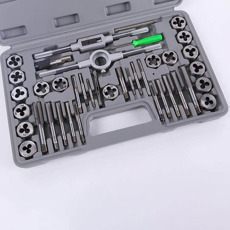 厂直销家丝锥板牙套装40件套吹ERZ4塑盒公制丝攻丝锥板牙套装0PCS