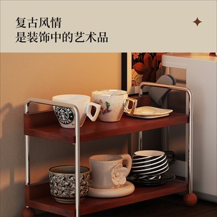 中古风杯架实木高级感客厅咖w啡角收纳架桌面复古咖啡杯架子置物