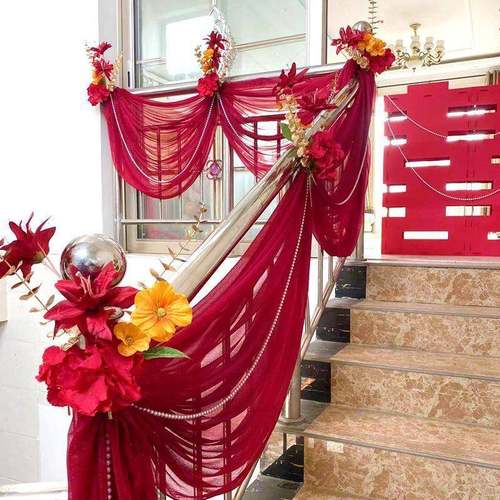 婚楼梯厂家直供扶手装花饰扶梯布结幔拉婚房布置套装婚男方女方礼