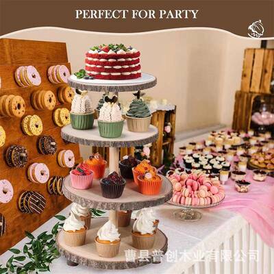木外质多层蛋糕示架户露营展派对甜点置物架实纸木g62杯蛋糕摆台