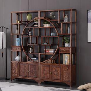 大团圆博古架实木示新中式茶叶置物书子摆件博办公室多宝架阁仿古