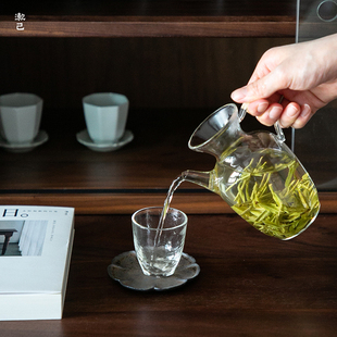 日式耐热玻璃茶壶小号绿茶小枣执壶F带滤网可加热公道杯家用泡茶