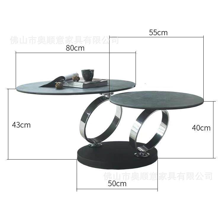 茶现岩板大代圆茶几意式客厅小户型伸小LXT缩多工能不锈钢几旋转,商业/办公家具,茶台/茶桌,淘宝优惠券,粉丝福利购,淘宝优惠卷