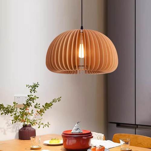vti140nge餐厅吊灯日式复古卧室木质灯艺创意民宿书房中古术南a瓜
