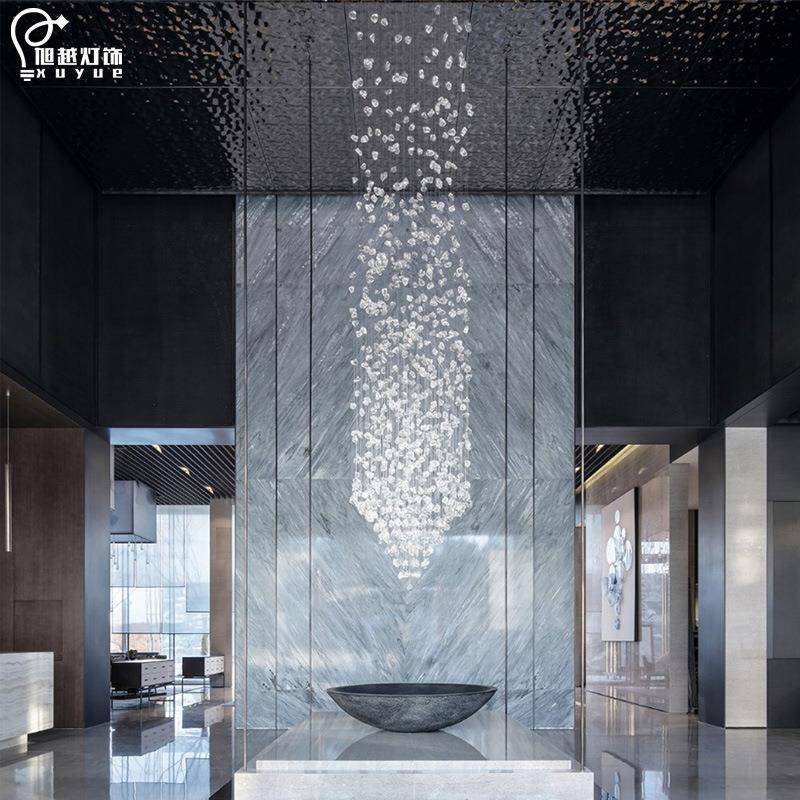 长酒392大堂店璃石头楼梯吊灯创玻意现代简约售楼部沙盘宴会工程