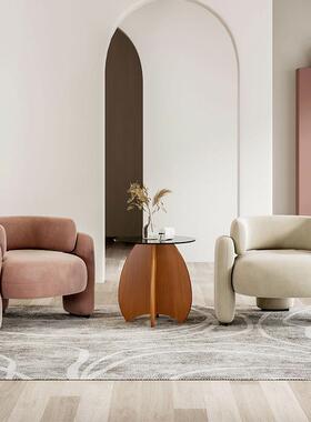 网椅客红轻奢接待会客区洽42495谈桌椅现简约厅休闲白色单人沙发