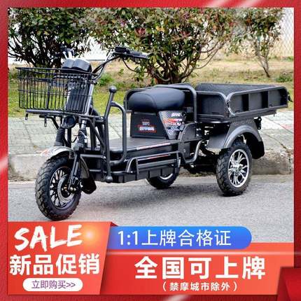 新款载重17008电动车家电瓶三轮车大力神外卖快递送拉货路王霸用