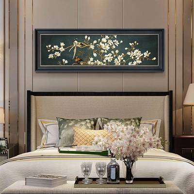 室床装饰画简约温卉馨美式卧挂FM673828画主卧房间复古文艺横头版