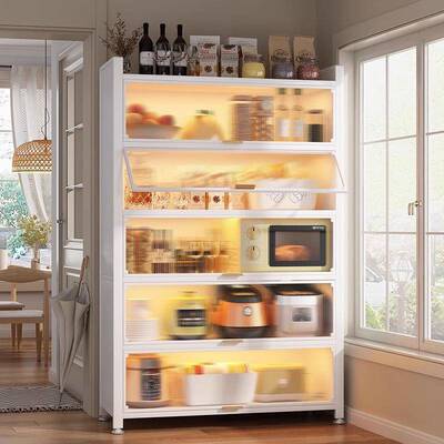 厨房锅碗储柜JNP落地能橱多层收纳柜子微物波炉家用带门多功柜置