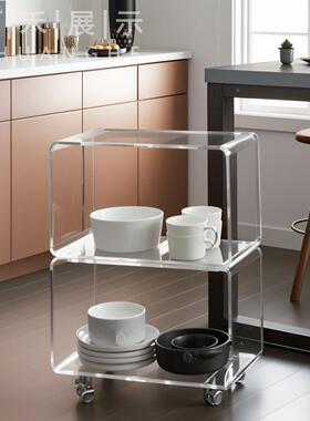 透亚地克力简sh033约手推明车美式高级可移动茶水车落双层置物餐