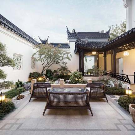 新中式编沙发户外藤别墅露天藤MTSD-750花园业椅街庭商院仿藤沙发