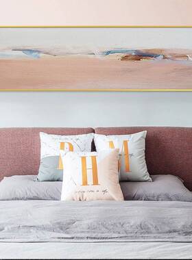 天际 现代抽象风格卧室装饰画橙色粉色蓝色小鱼墙画床头客厅挂画