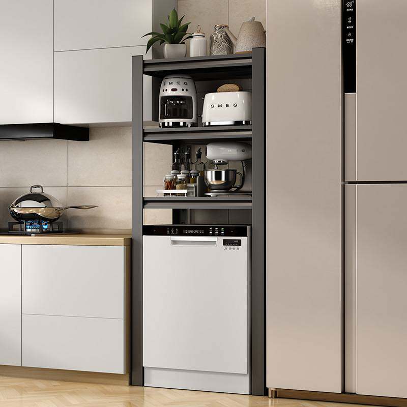 厨房落地置物架小型冰箱上方架子家用微波炉消毒柜洗碗机收纳架