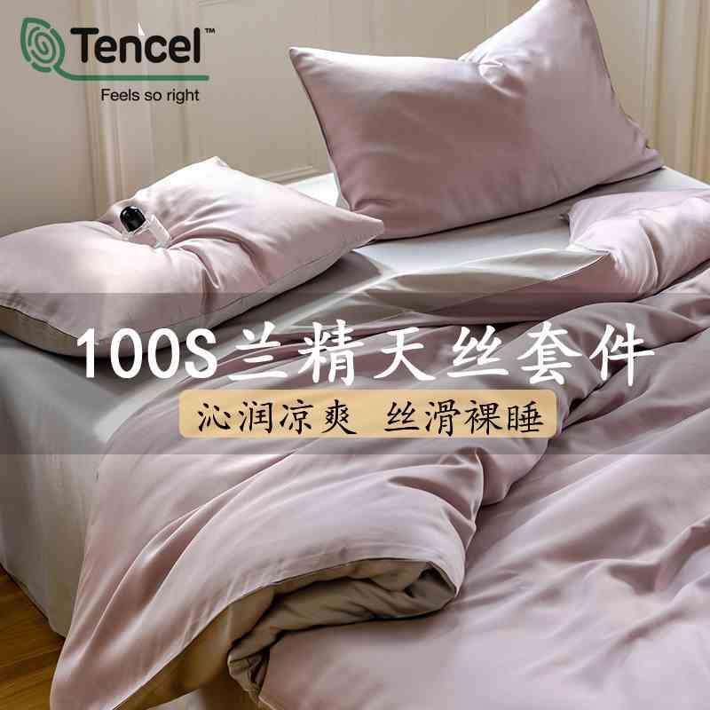 双面100支A类兰精天丝四件套裸睡床单被套床笠夏季凉感床上用品三