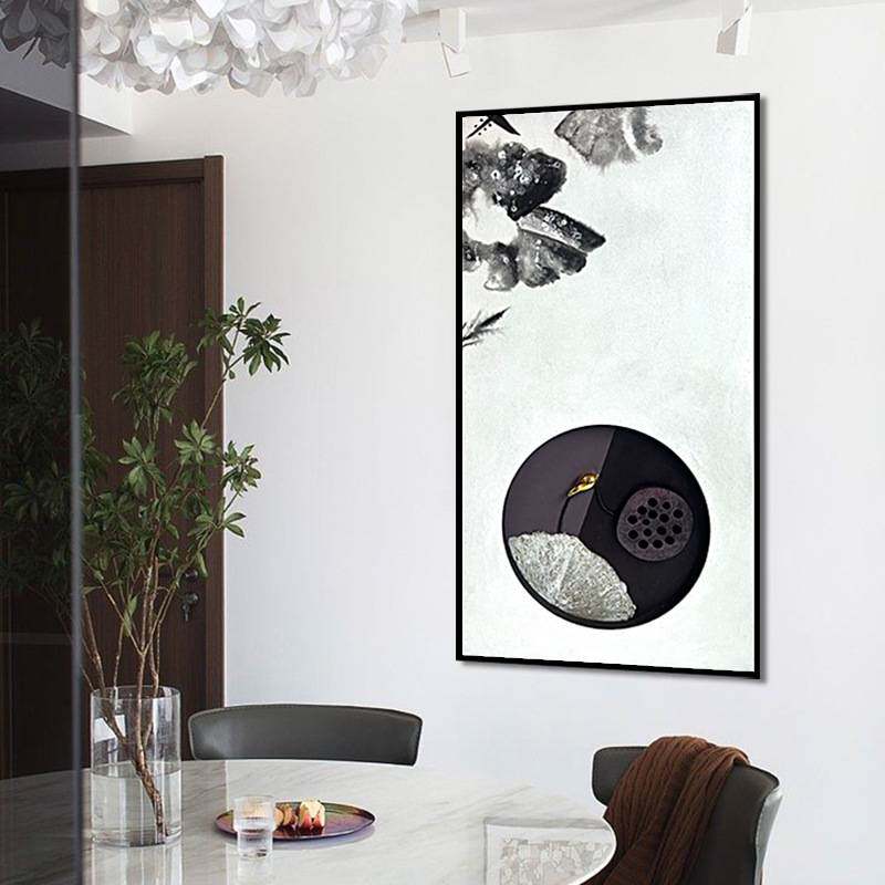 软装设计师立体浮雕画大幅水墨玄关客厅装饰画两联画裸眼3d立体画