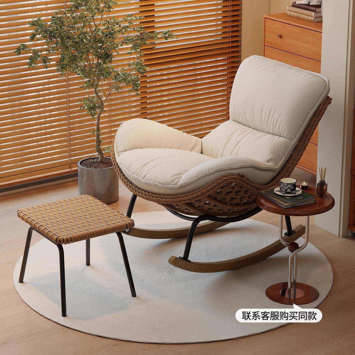 阳台摇椅躺椅休闲藤编懒人沙发单人客厅意式复古风摇摇藤椅亚马逊,影音电器,DIY配件,淘宝优惠券,粉丝福利购,淘宝优惠卷