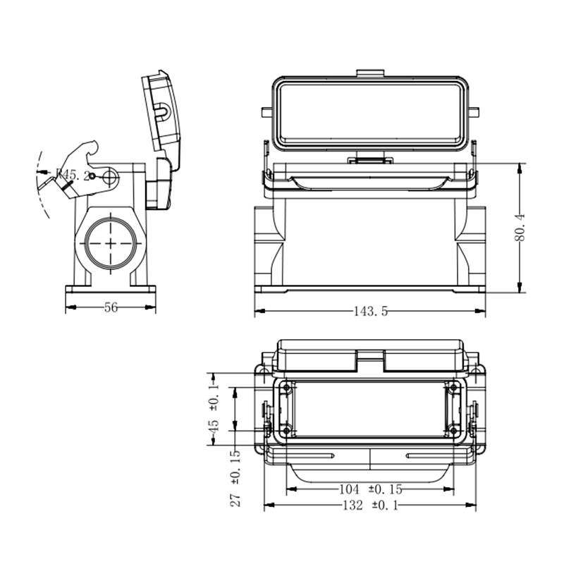 WEVEL威弗 H24B-SMH-1L-CV-PG29 24B高结构表面安装单扣带盖底座