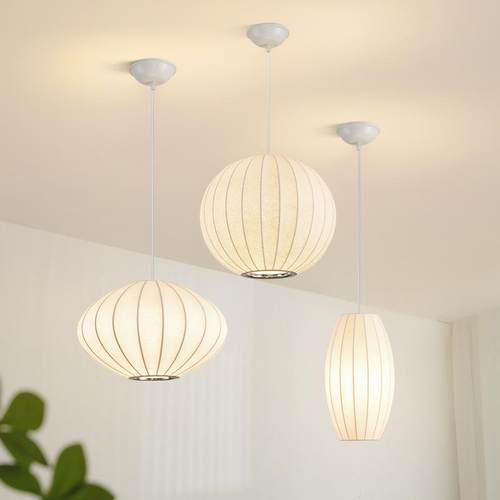 日式诧寂风中古风仿蚕丝灯简约餐厅客厅吊灯茶室吧台民宿酒店灯具