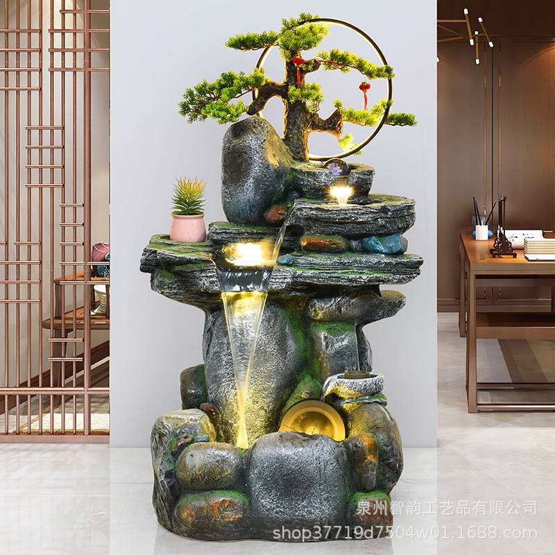 假山石喷泉流水摆件招财别墅客厅庭院餐厅办公茶室落地家居装饰品