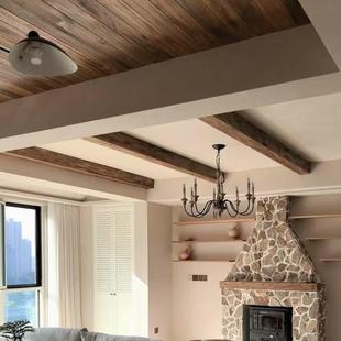 老榆木木梁寺院古建筑实木材料复古原木房梁中式民宿仿古吊顶装饰