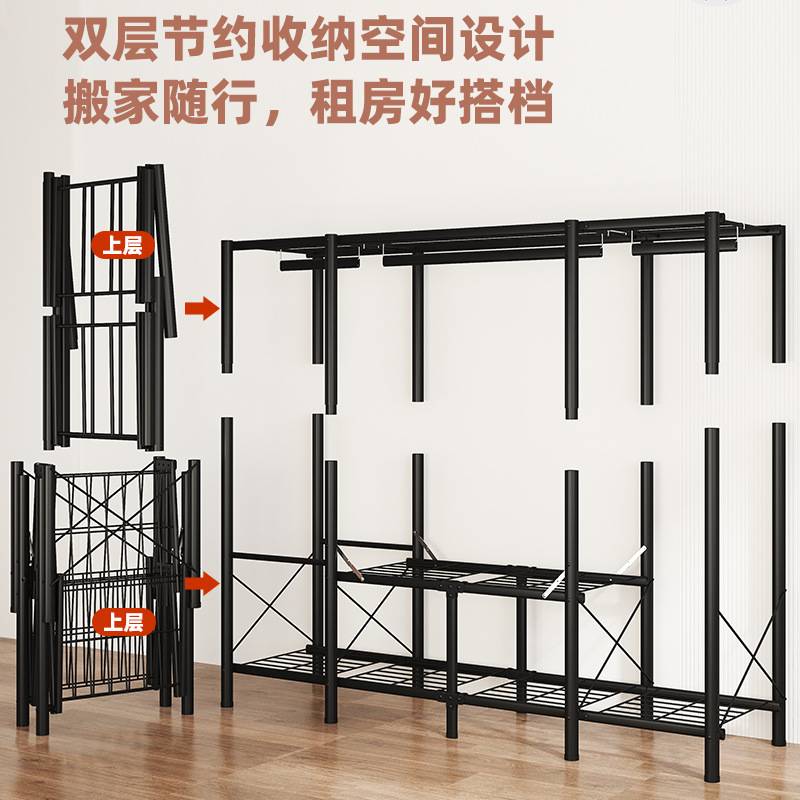 免安装折叠布衣柜拉链全封闭防尘钢管加粗全钢架简易组装收纳柜子