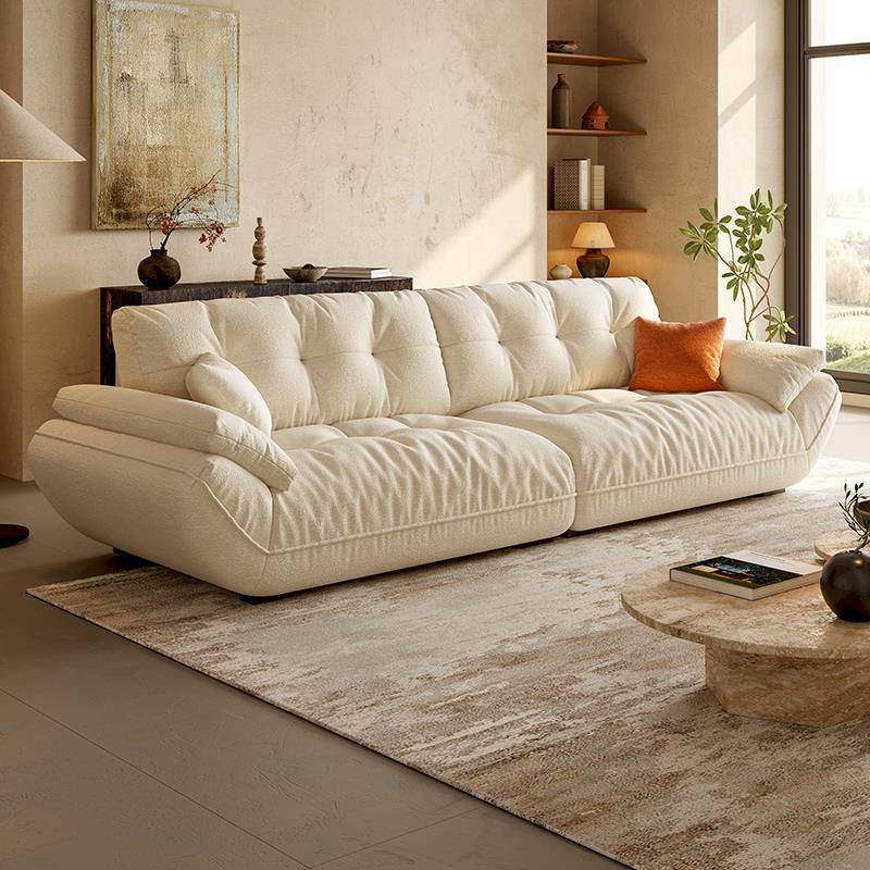 新款猫抓布云朵沙发奶油风客厅小户型简约现代直排布艺款帆船沙发