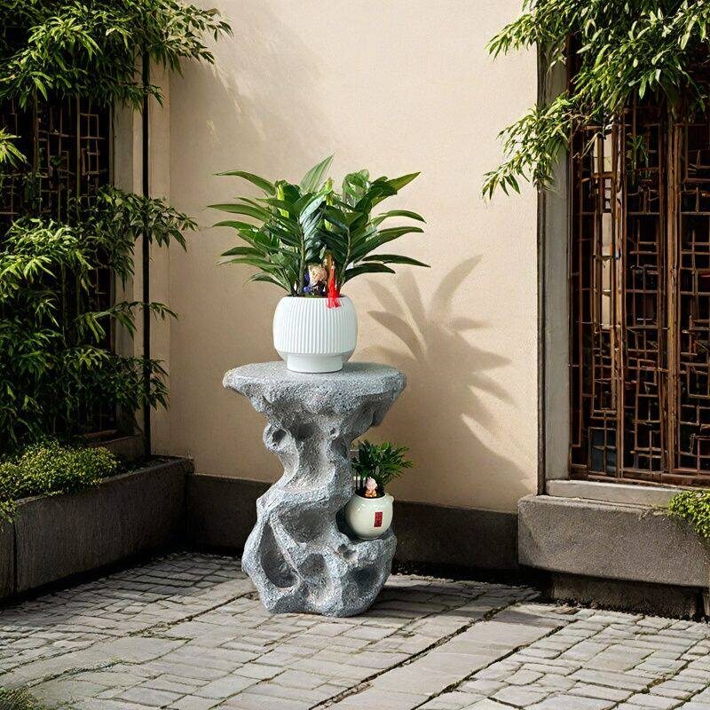 太湖石花架庭院户外摆件装饰落地造景布置花盆园林防水置物架底座