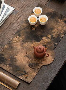 香云纱古双面干泡茶席茶茶壶垫垫中式禅意复桌旗桌布茶道92168零