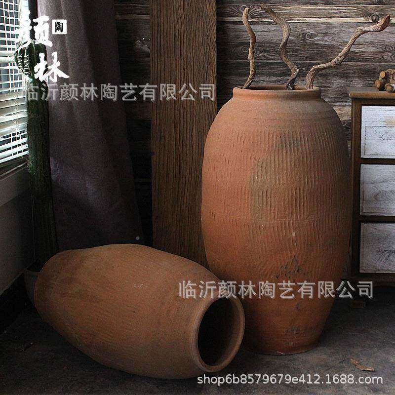 翁粗装饰做旧陶罐复古落地缸花瓶组合禅意EEP土罐仿古中陶术式艺